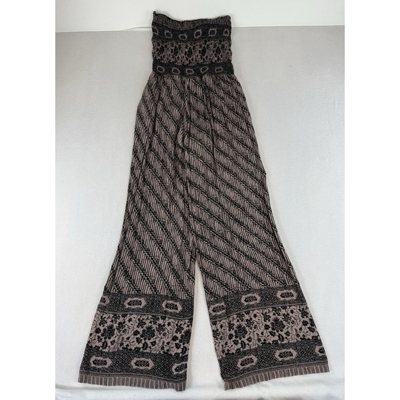 Free People Tube Top Jumpsuit Women's Small w Halter Tie Smocked Wide Leg BOHO - Picture 10 of 10